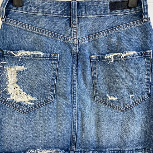 Abercrombie & Fitch 0/25 Zoe Natural Rise Vintage A-line Distressed Denim Skirt - Picture 6 of 8